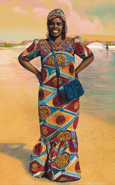 Dame bij het Rose Meer (lac rose). Senegal in Afrika van Karen Nijst