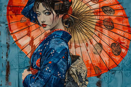 japanse geisha met parasol