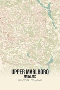 Vintage landkaart van Upper Marlboro (Maryland), USA. van MijnStadsPoster