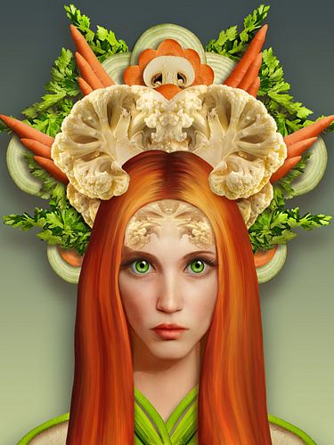 Rothaarige Frau mit Gemüse von Britta Glodde