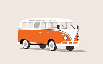 Oranje volkswagen busje van Studio Miloa