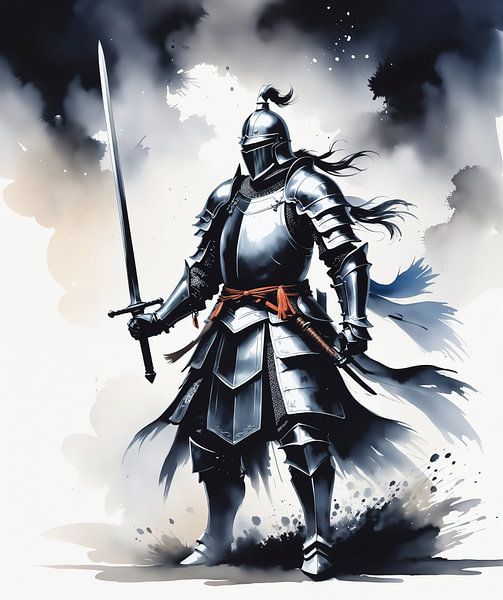 Samurai ridder schilderij van Markus Gann