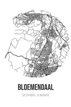 Bloemendaal (Noord-Holland) | Karte | Schwarz und Weiß von Rezona