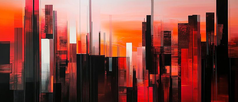 Silhouettes urbaines au coucher du soleil par Poster Art Shop