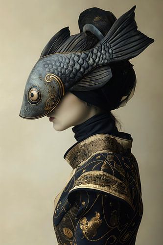 Woman Fish head vintage style