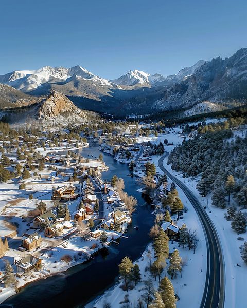 Frostiges Kleinstadtleben von fernlichtsicht
