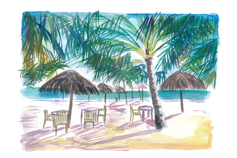 Karibik Strand Bar Restaurant unter Palmen von Markus Bleichner