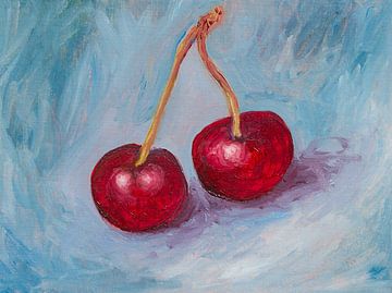 Cherries on top - still life hand-painted in loose style