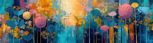 Bloemen Kleur | Kleurrijk Bloemenveld met Blauw