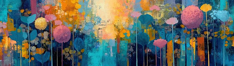 Blumen Farbe | Buntes Blumenfeld mit Blau von Blumen Studio