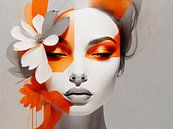 Beauty as Grey and Orange/White Coloured Digital Art by A.D. Digital ART thumbnail