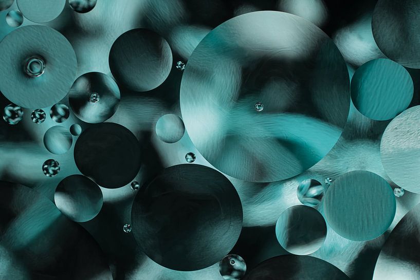 Abstract: Turquoise / petrol circles by Marjolijn van den Berg