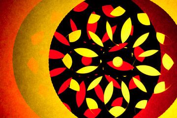 Abstracte kunst met cirkel patroon in warme kleuren van Lisette Rijkers