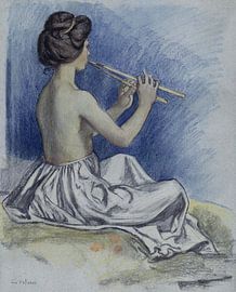 Ludwig von Hofmann - Femme jouant de la flûte, vers 1902 sur Atelier Liesjes