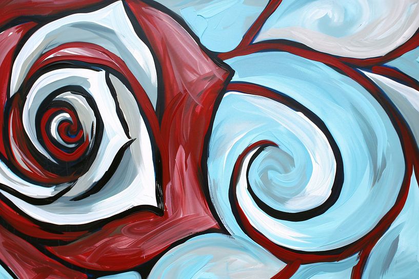 Moderne abstracte schilderij van een roos van Art & Soul Creations