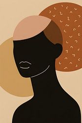 Modern, abstract portrait of a woman with circles