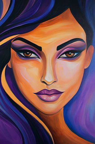 Portrait féminin aux couleurs vives