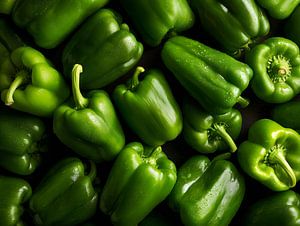 Frische grüne Paprika in knackiger Detailaufnahme