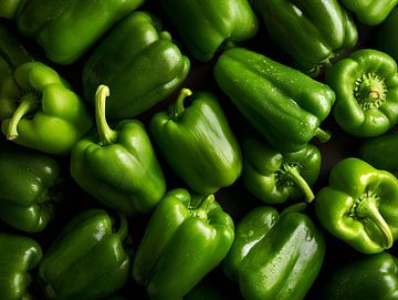 Crisp close-up of fresh green peppers