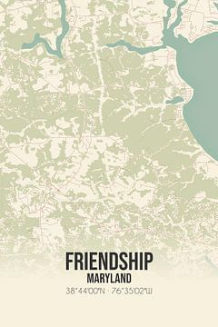 Vintage landkaart van Friendship (Maryland), USA. van Rezona