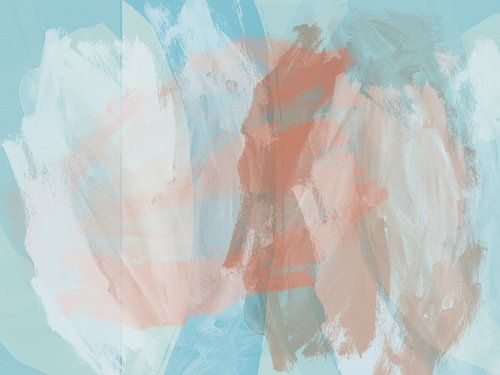 Ontwaken. Abstract schilderij in pastelkleuren.