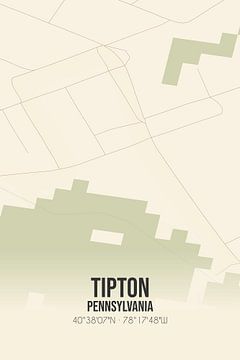 Vintage landkaart van Tipton (Pennsylvania), USA. van Rezona