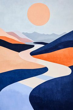 Abstract landschap met zachte kleuren van Poster Art Shop