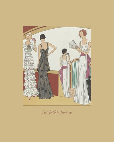 Les belles femmes - Opéra, robe du soir, imprimé de mode art déco vintage