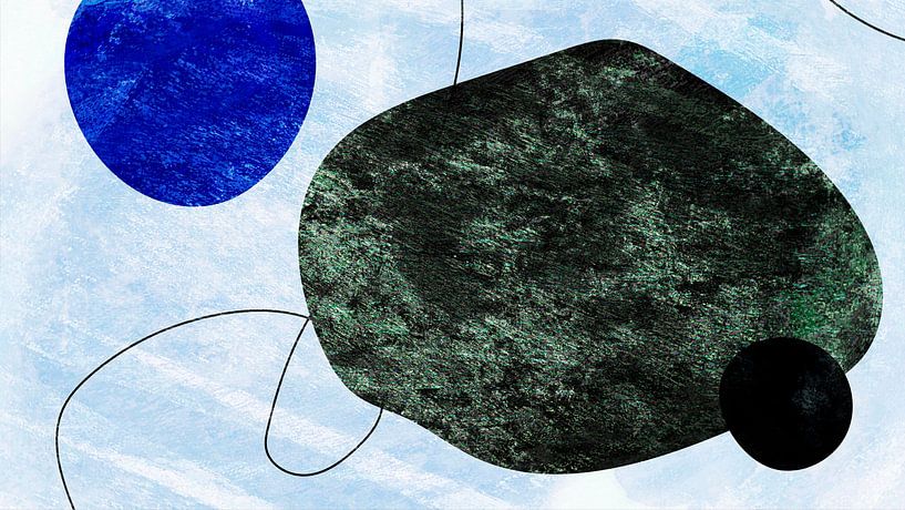 Organic forms on blue - Modern Nature Expressionist by FRESH Fine Art