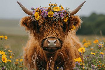 Couronne de fleurs Highland - Photographie idyllique de la nature pour la maison