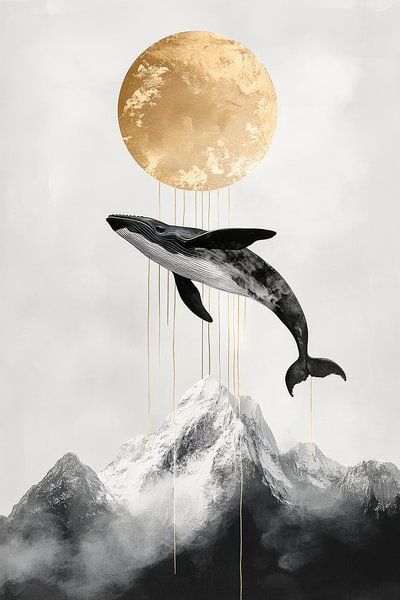 Whale jump above the clouds by Poster Art Shop