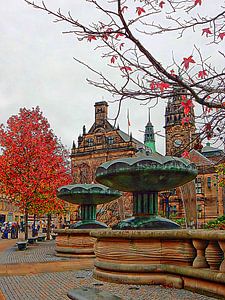 Rathaus von Sheffield und Peace Gardens