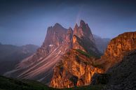 Seceda Dolomieten Regenboog Zonsondergang van Vincent Fennis thumbnail