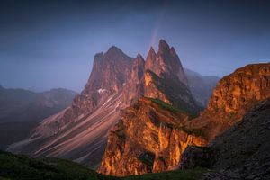 Seceda Dolomiten Regenbogen Sonnenuntergang