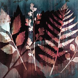 Modern Botanical Mixed Media Art (Old Pink)