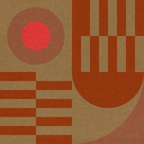 Geometrische abstracte vormen in warme gedempte kleuren III