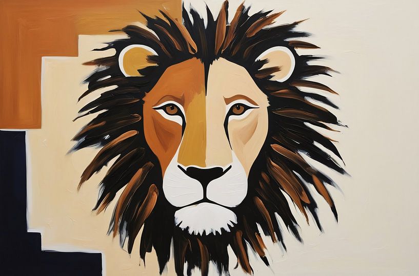 Minimalist lion head in art deco by Art & Soul Creations