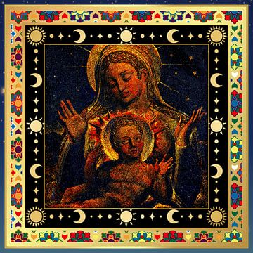 Version S.F. remastérisée de la Vierge à l'enfant de William Blake sur Silver Fox Art Decor