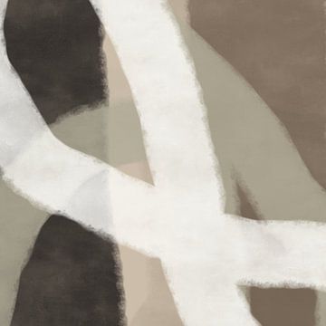 Moderne abstracte minimalistische kunst. Organische vormen en lijnen in neutrale kleuren. Beweging. van Dina Dankers