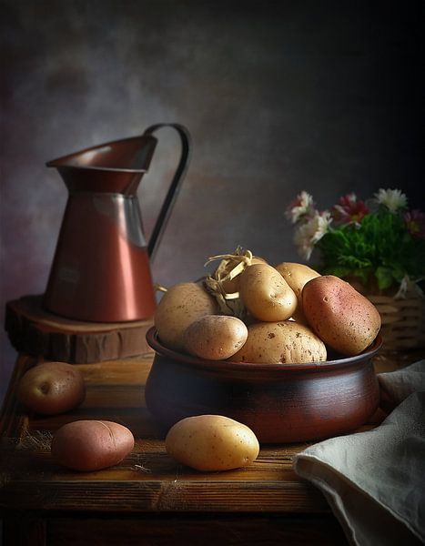 Nature morte rustique avec pommes de terre par Martin Mol