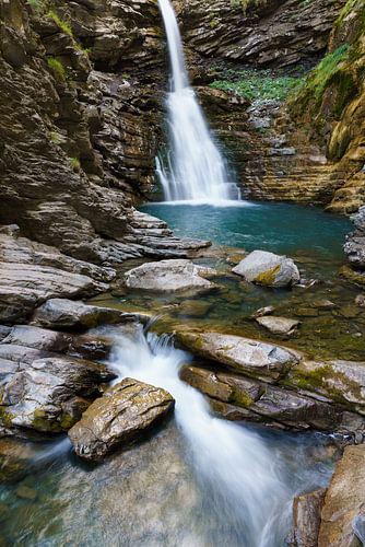 Waterfall in a limestone gorge