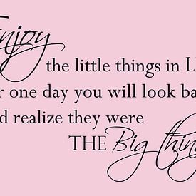 Tekst | Enjoy the little things | Licht roze van Sandra Hazes