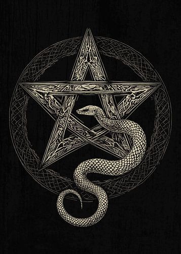 Mystiek pentagram met slang