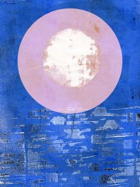 Abstract organic shapes in neon pink, white and cobalt blue. by Dina Dankers