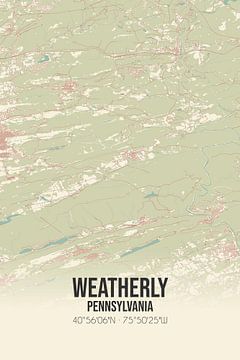 Vintage landkaart van Weatherly (Pennsylvania), USA. van Rezona
