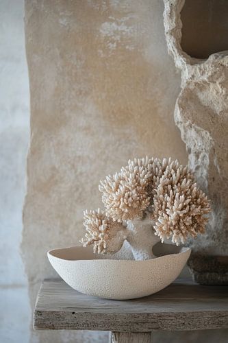 Stilleven met wit koraal en lichte kleuren