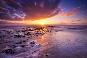 Sonnenuntergang am Strand von Texel.