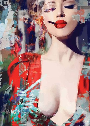 Frau mit roten Lippen von PublicArt77