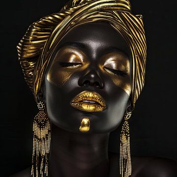 Afrikaanse vrouw in goud van Poster Art Shop