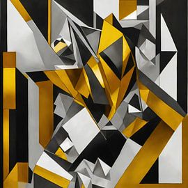 Abstract in goud,silver en zwart van Brian Morgan